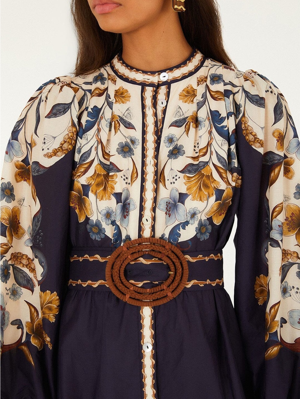 FARM RIO Golden Nature Belted Long Sleeve Mini Dress XS NEW WITH TAGS NWT - Picture 2 of 5